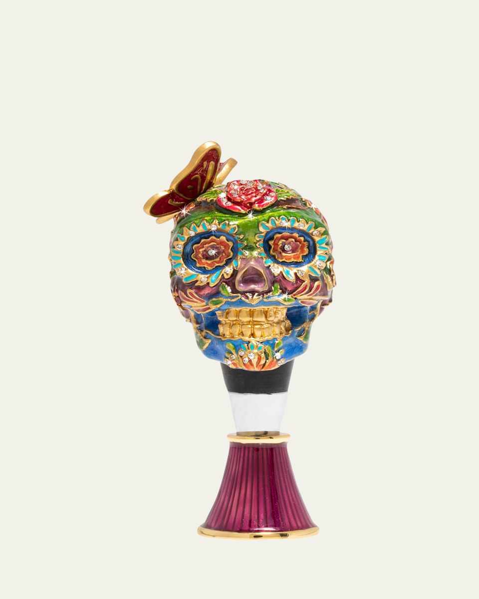 Skull Wine Stopped and Stand